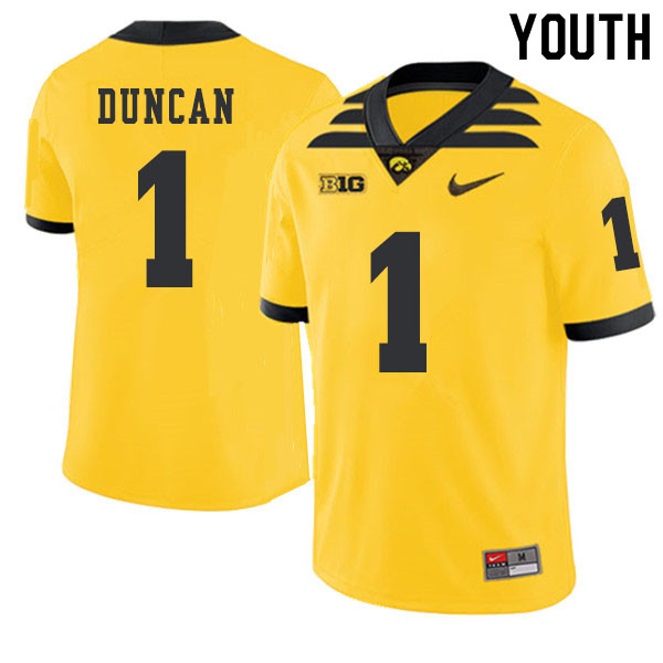 2019 Youth #1 Keith Duncan Iowa Hawkeyes College Football Alternate Jerseys Sale-Gold - Click Image to Close